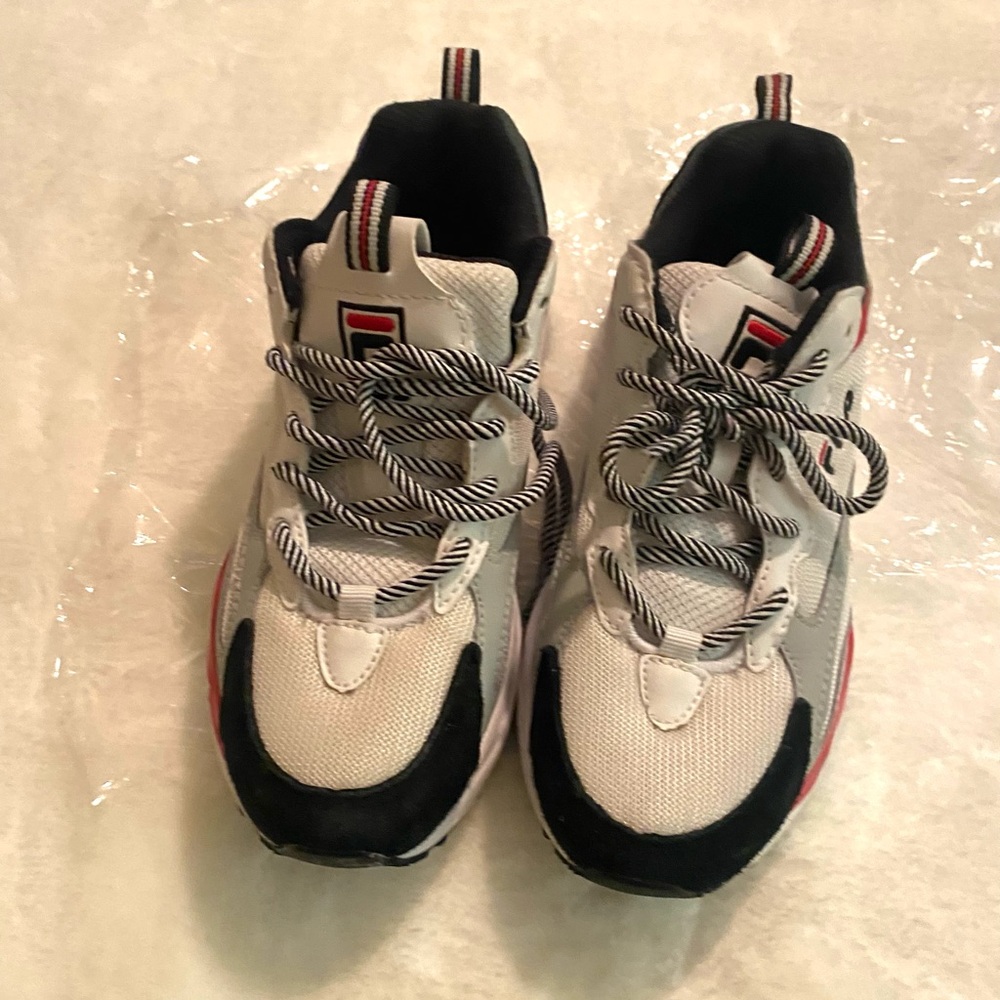 Fila Athletic Shoes - White, Gray, and Red